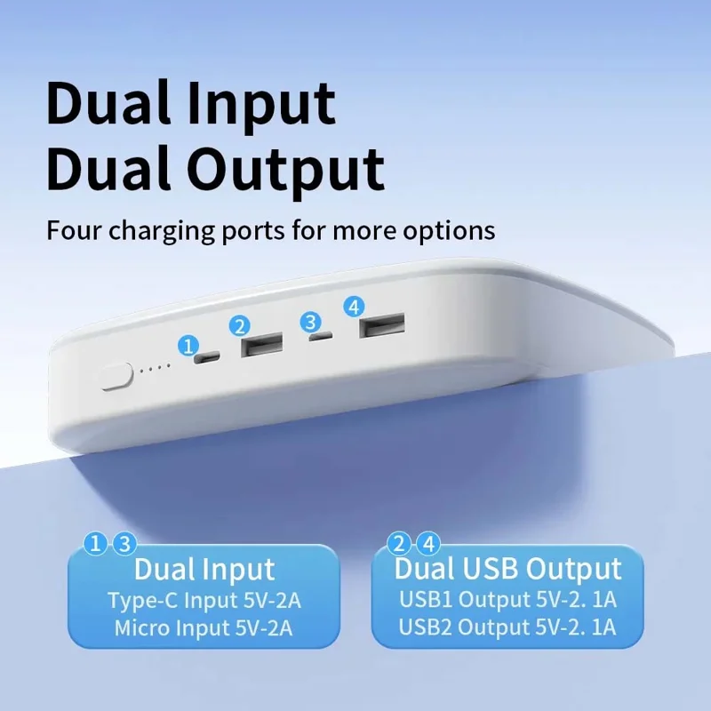TRANYOO T-F15 10000mAh Power Bank Dual USB Output Portable Charger with 3W LED Light