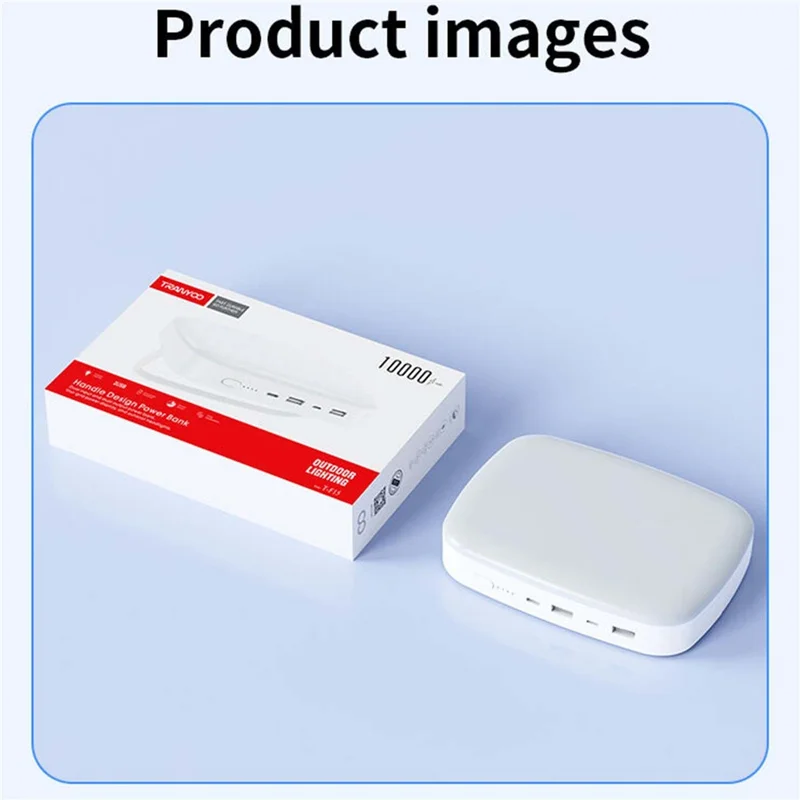TRANYOO T-F15 10000mAh Power Bank Dual USB Output Portable Charger with 3W LED Light