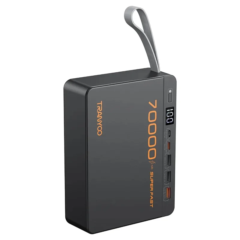 TRANYOO T-F17 70000mAh Портативное зарядное устройство высокой емкости PD 22.5W Быстрая зарядка Power Bank - Черный
