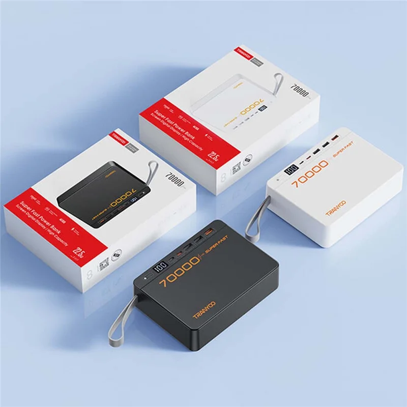 TRANYOO T-F17 70000mAh Портативное зарядное устройство высокой емкости PD 22.5W Быстрая зарядка Power Bank - Черный
