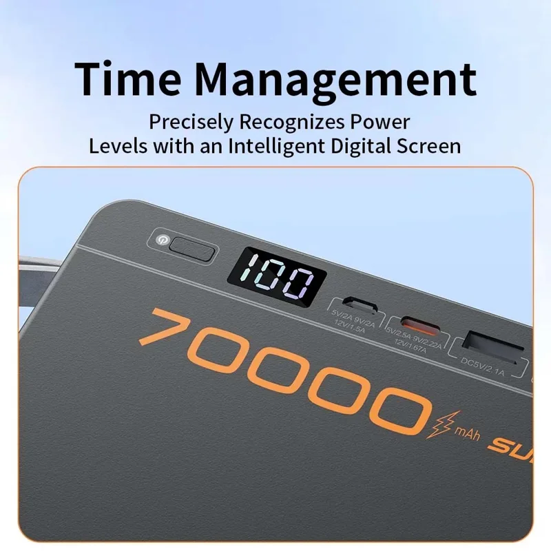 TRANYOO T-F17 70000mAh Портативное зарядное устройство высокой емкости PD 22.5W Быстрая зарядка Power Bank - Черный