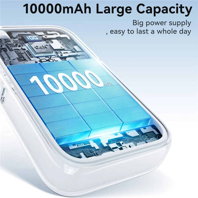 JOYROOM JR-PR2 Power Bank 10000mAh 35W Ricarica Rapida Dual Retractable Type-C Cavi Mini Caricabatterie Portatile - Bianco