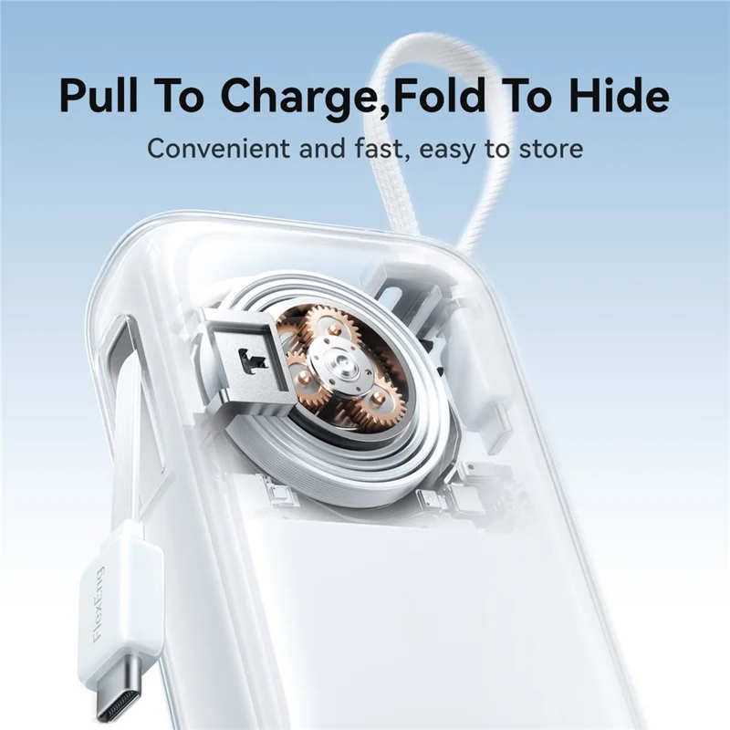 JOYROOM JR-PR2 Power Bank 10000mAh 35W Ricarica Rapida Dual Retractable Type-C Cavi Mini Caricabatterie Portatile - Bianco