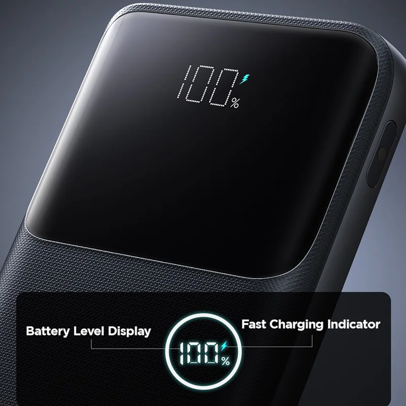 JOYROOM JR-QP191 10000mAh Mini Power Bank 22,5W Schnellaufladung Batterie Pack Dual Typ-C-Anschlüsse mit Smart LED Digital Display - Schwarz