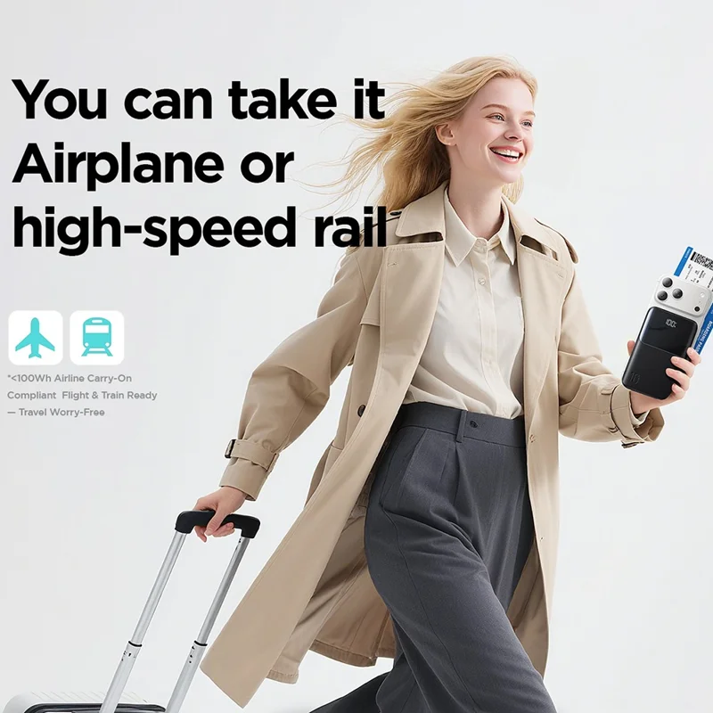 JOYROOM JR-QP191 10000mAh Mini Power Bank 22,5W Schnellaufladung Batterie Pack Dual Typ-C-Anschlüsse mit Smart LED Digital Display - Schwarz