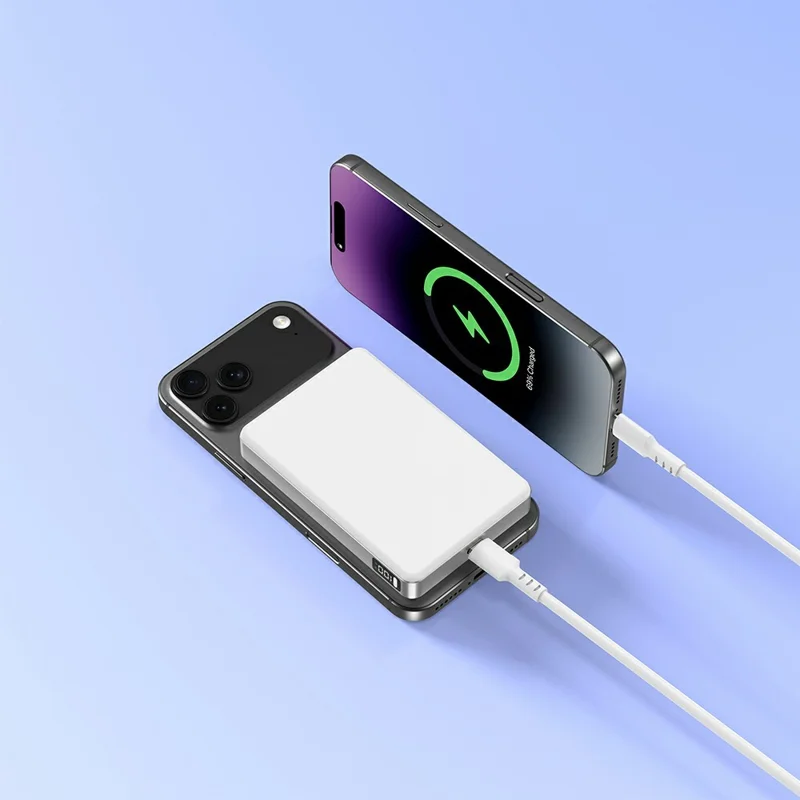 YF-P31 10000mAh Magnetisches Powerbank mit Digitalanzeige 25W Kabelloses Laden + PD 45W Schnellladegerät Akkupack - Weiß
