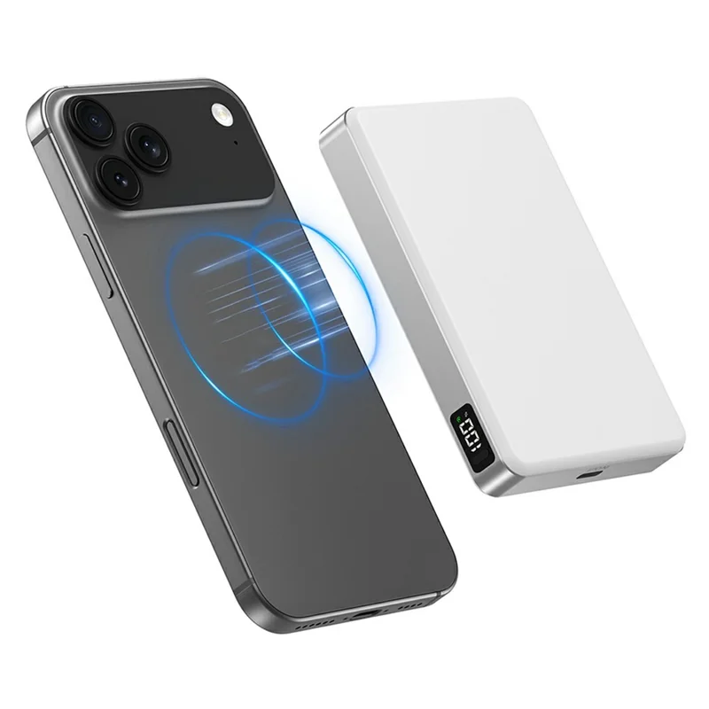 YF-P31 10000mAh Magnetisches Powerbank mit Digitalanzeige 25W Kabelloses Laden + PD 45W Schnellladegerät Akkupack - Weiß