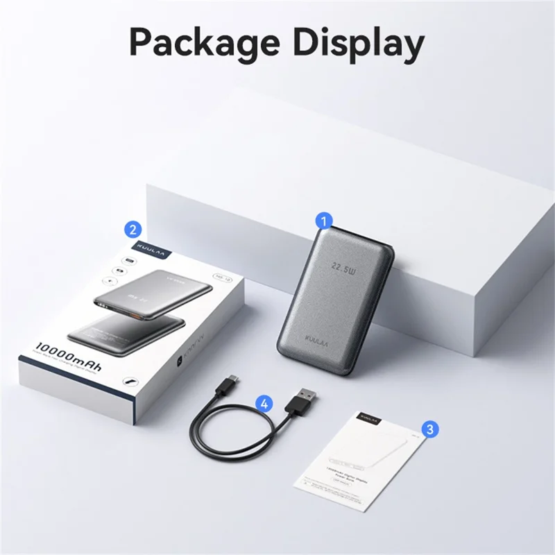 KUULAA MS-10 10000mAh Power Bank 22.5W Fast Charging Digital Display Portable Battery Pack