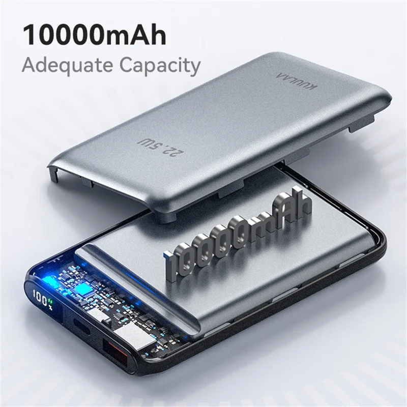 KUULAA MS-10 10000mAh Power Bank 22.5W Fast Charging Digital Display Portable Battery Pack