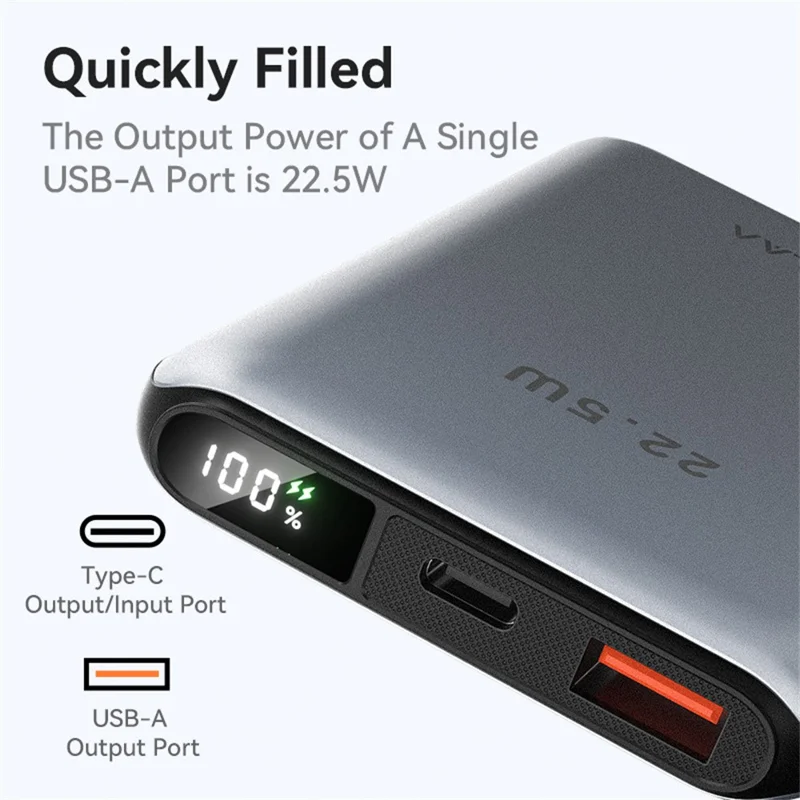 KUULAA MS-10 10000mAh Power Bank 22.5W Fast Charging Digital Display Portable Battery Pack