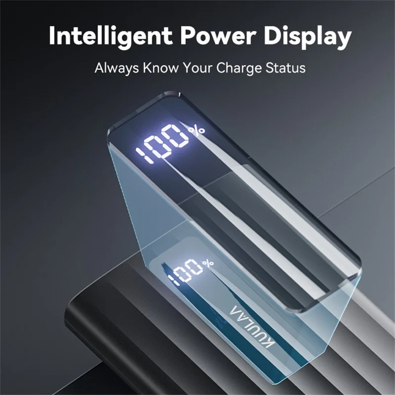 KUULAA KL-YD11 10000mAh Power Bank 22.5W Fast Charging Digital Display Portable Charger - Black