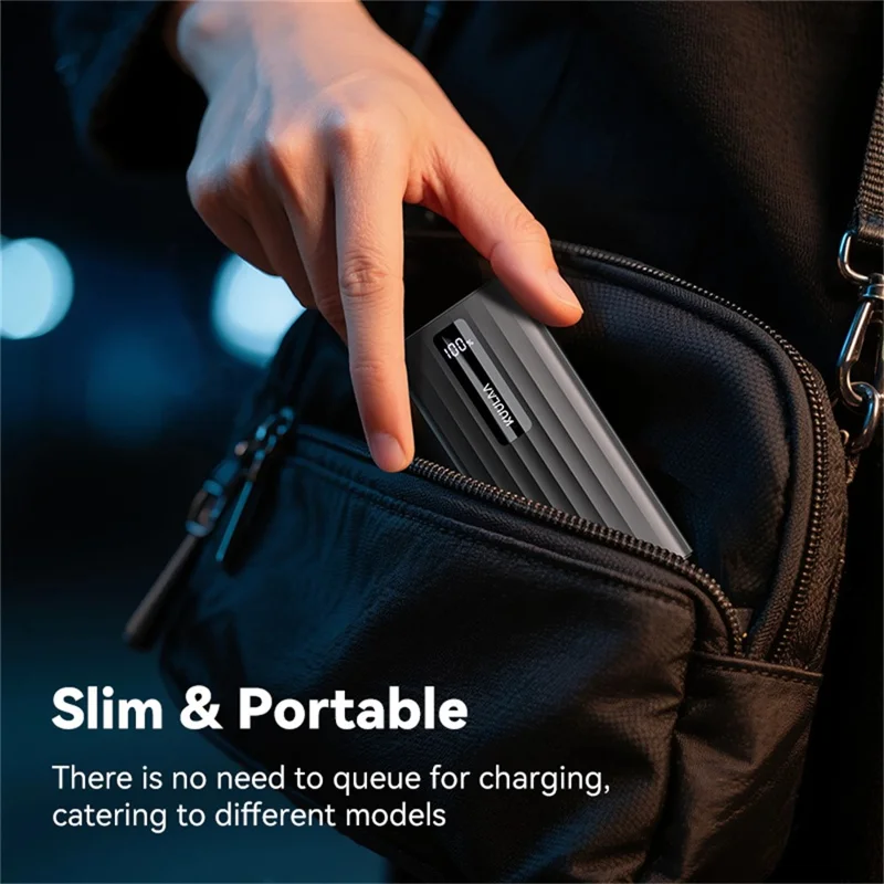 KUULAA KL-YD11 10000mAh Power Bank 22.5W Fast Charging Digital Display Portable Charger - Black