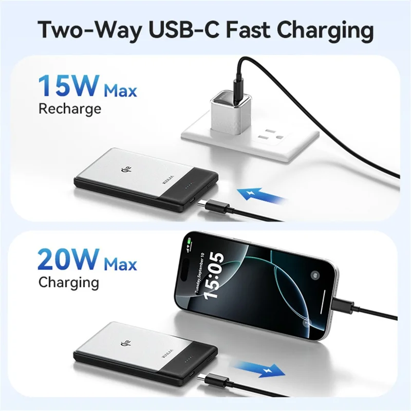 KUULAA KL-YD79 5000mAh Magnetisches Powerbank Qi2 Kabellose Ladestation Tragbare Batterie