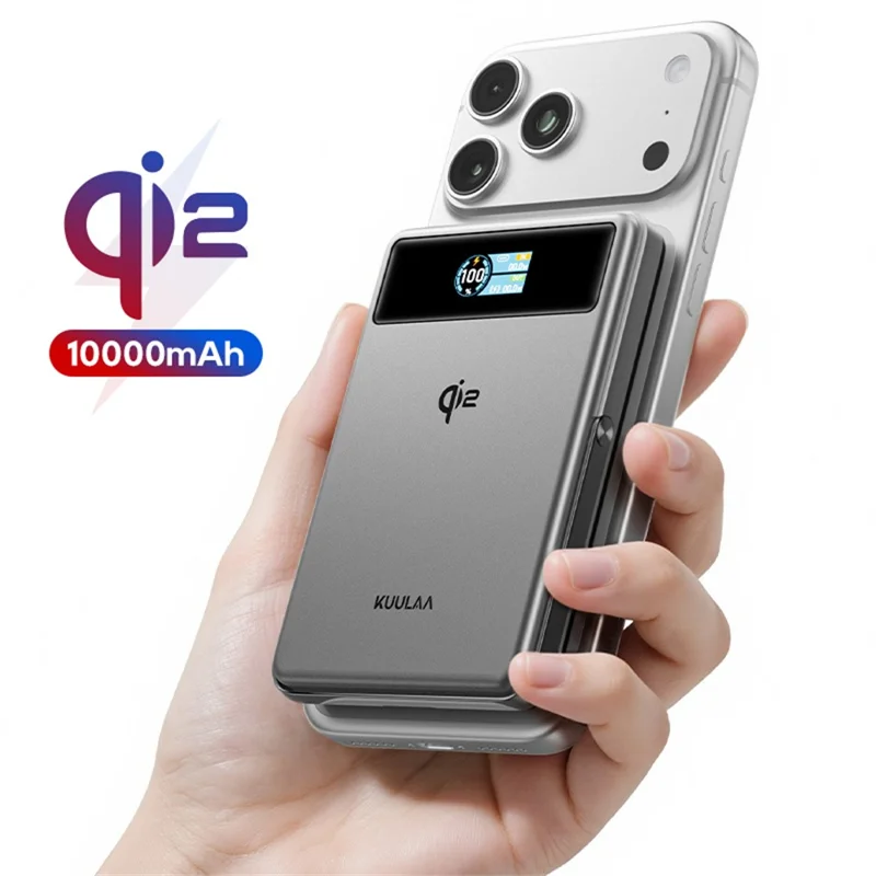 KUULAA KL-YD92 10000mAh Magnetic Power Bank 15W Max Wireless Charger TFT Smart Display For iPhone  /  Android
