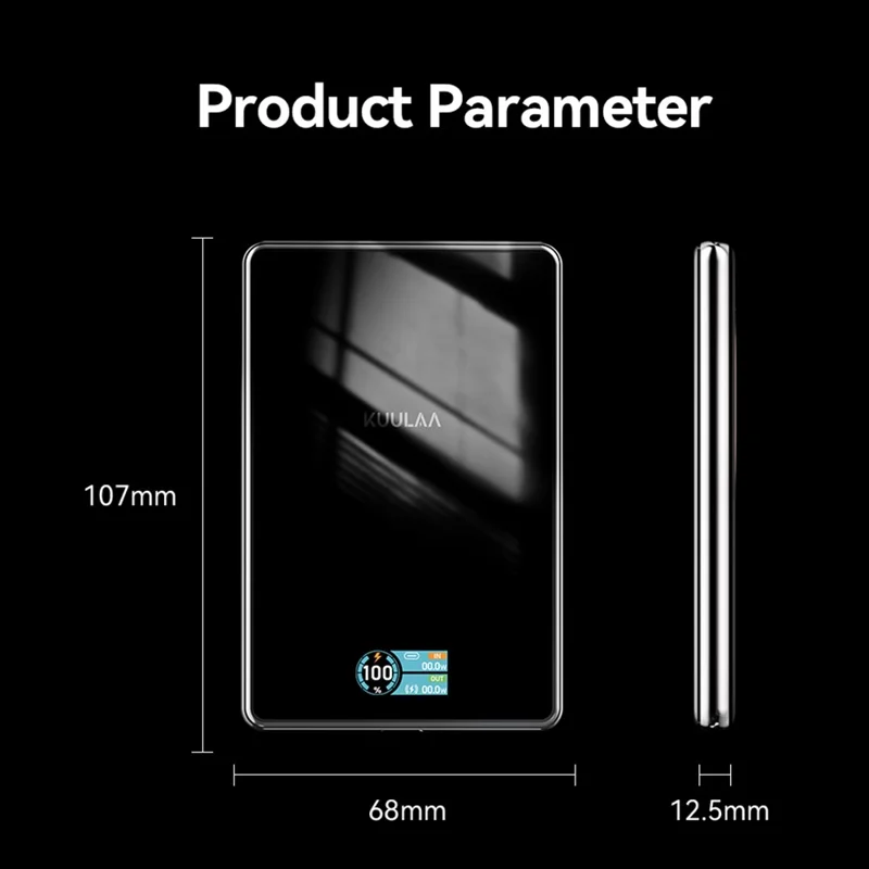 KUULAA KL-YD89 10000mAh Magnetic Portable Charger 15W Max Wireless Power Bank with Digital Display