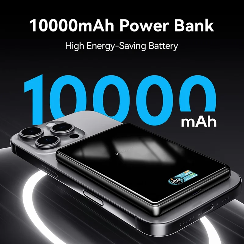 KUULAA KL-YD89 10000mAh Magnetic Portable Charger 15W Max Wireless Power Bank with Digital Display