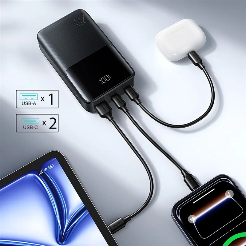 JOYROOM R-QP192 Banco de Energía de 20000mAh 22.5W Carga Rápida Pantalla Digital Portátil Miniatura