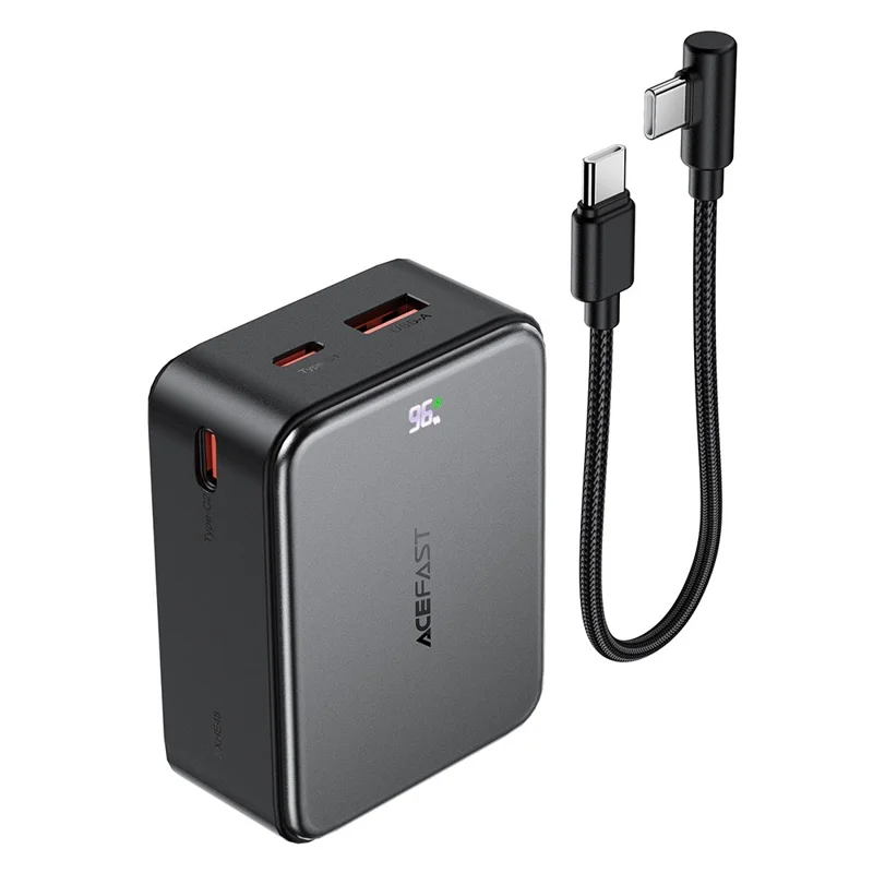 ACEFAST M29-10000 Banco de Energía de 10000mAh Carga Rápida de 22,5 W Cargador para Teléfono con 2 Tipo-C + USB-A con Cable