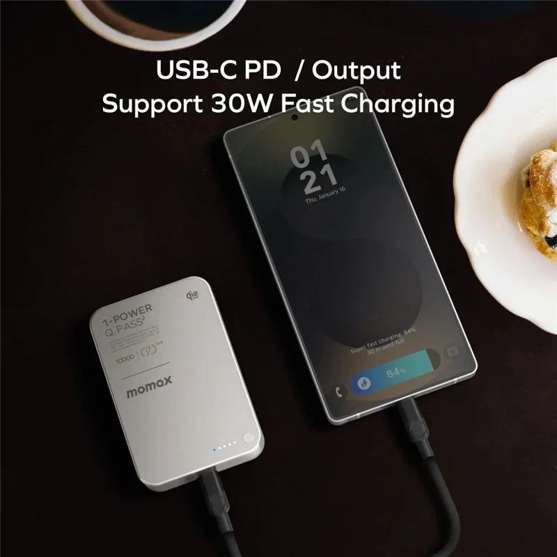 MOMAX 1-Power Q.Pass2 Qi2.2 25W Magnetic Wireless Power Bank for iPhone 12–17 Series 10000mAh Fast Charging Battery Pack - Orange