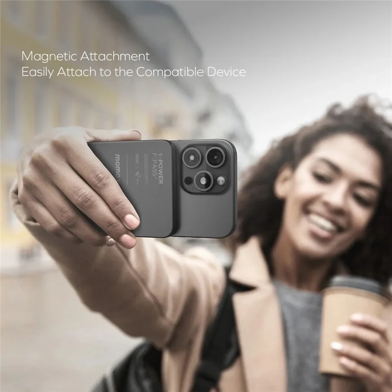 MOMAX 1-POWER F.PASS+ 5000mAh Magnetic Power Bank with Hidden USB-C Cable Portable Fast Charging Charger - Desert Gold