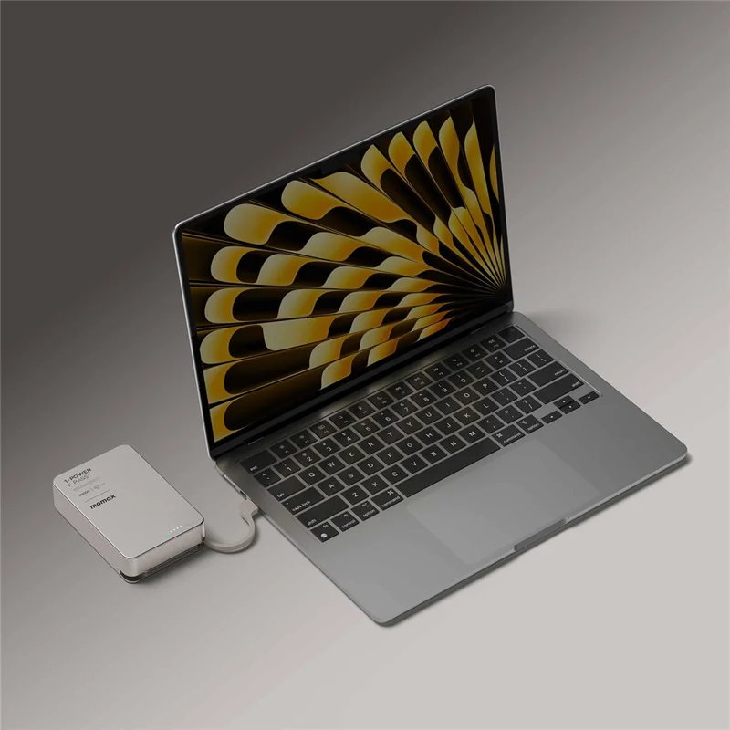 MOMAX 1-POWER F.PASS+ 20000mAh Magnetic Power Bank with Hidden USB-C Cable Portable Fast Charging Charger - Titanium Gold