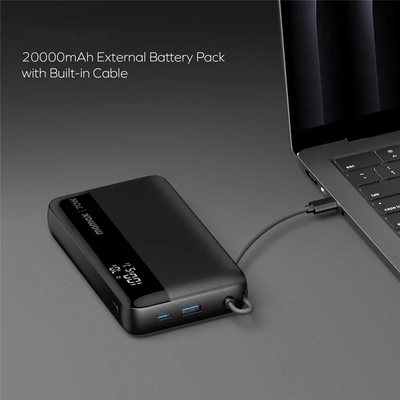 MOMAX 1-Power Ultra+ Power Bank 20000mAh 70W Fast Charging Portable Phone Charger with Digital Display
