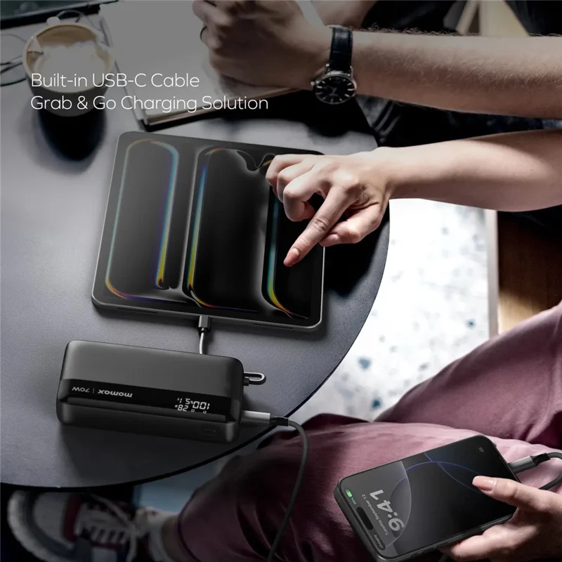 MOMAX 1-Power Ultra+ Power Bank 20000mAh 70W Fast Charging Portable Phone Charger with Digital Display
