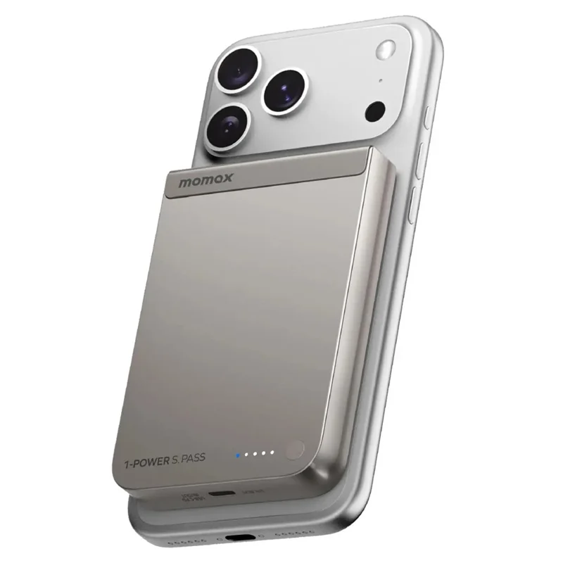 MOMAX 1-Power S.Pass 10000mAh Qi2 Magnetisches Kabelloses Power Bank Tragbares Handy-Ladegerät Schnellladung - Titan