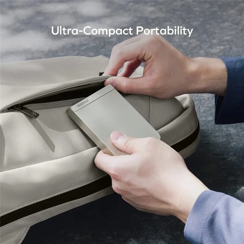 MOMAX 1-Power S.Pass 10000mAh Qi2 Magnetisches Kabelloses Power Bank Tragbares Handy-Ladegerät Schnellladung - Titan