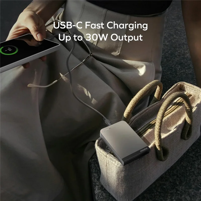 MOMAX 1-Power S.Pass 10000mAh Qi2 Magnetisches Kabelloses Power Bank Tragbares Handy-Ladegerät Schnellladung - Titan