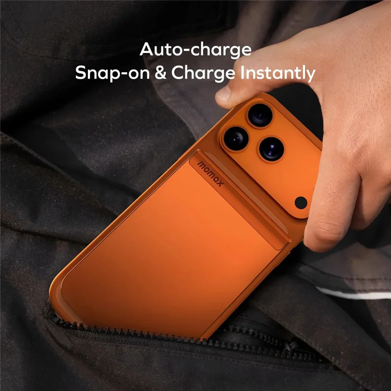 MOMAX 1-Power S.Pass 5000mAh Qi2 Magnetic Wireless Battery Pack Power Bank Portable Phone Charger - Orange