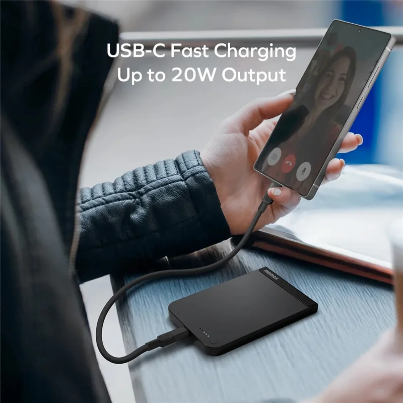 MOMAX 1-Power S.Pass 5000mAh Qi2 Magnetic Wireless Battery Pack Power Bank Portable Phone Charger - Orange