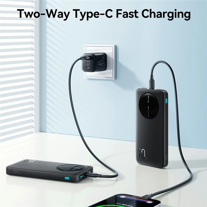 JOYROOM JR-PBF12 Pro 10000mAh Power Bank 22.5W Fast Charging Portable Charger Safety Protection with 3 Output Ports - Black