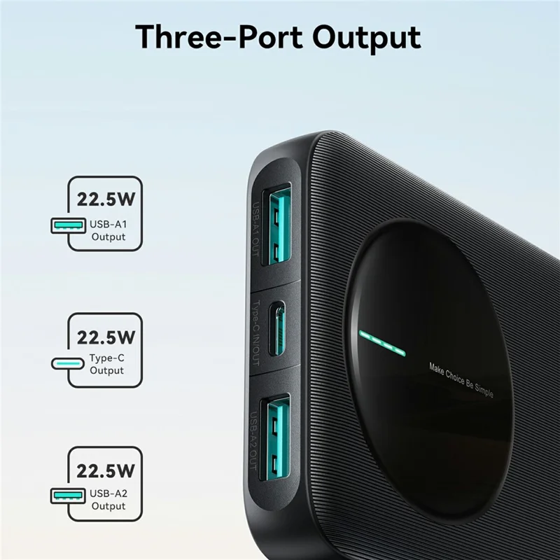 JOYROOM JR-PBF12 Pro 10000mAh Power Bank 22.5W Fast Charging Portable Charger Safety Protection with 3 Output Ports - Black