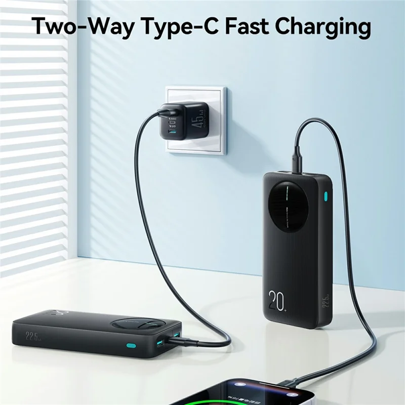 JOYROOM JR-PBF14 Pro 20000mAh Power Bank 22.5W Super Fast Charging Portable Charger with with 3 Output Ports - Black