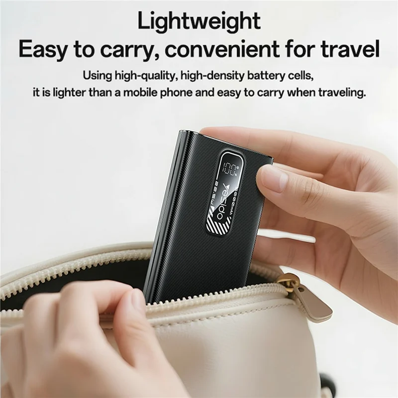 YESIDO YP92 5000mAh Power Bank Ultra Thin 22.5W Fast Charging Digital Display Portable Charger with Dual Outputs