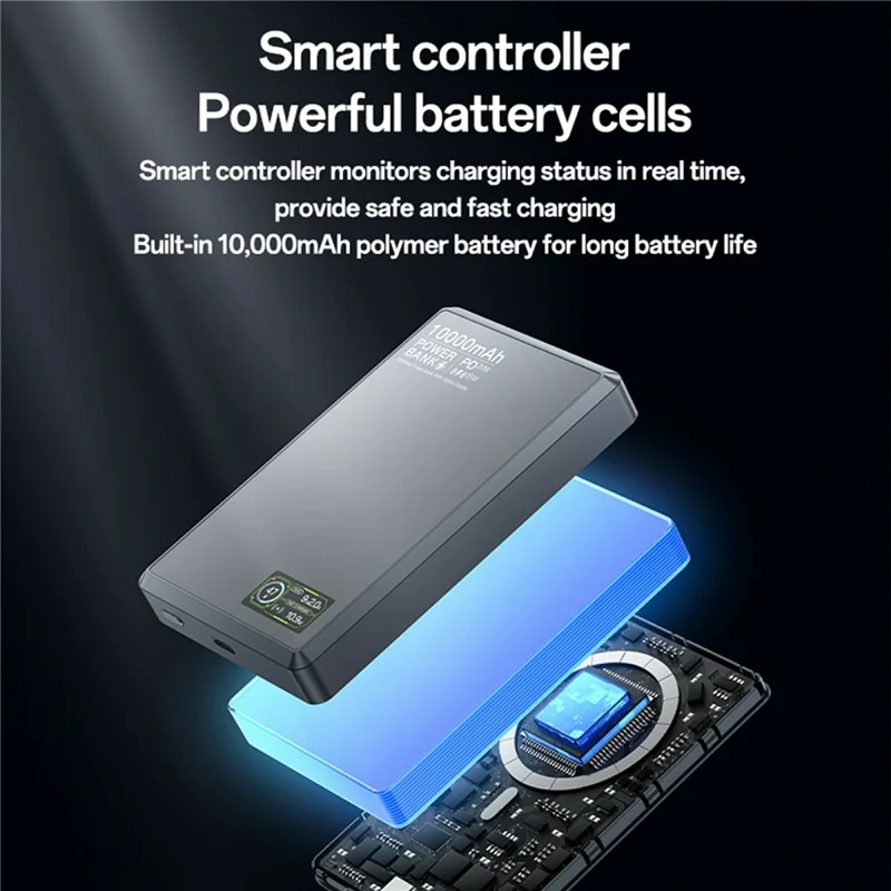 YESIDO YP91 10000mAh 20W PD Fast Charging Power Bank Magnetic Wireless Charger with Dynamic TFT Display