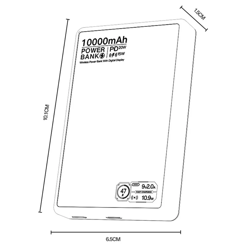 YESIDO YP91 10000mAh 20W PD Fast Charging Power Bank Magnetic Wireless Charger with Dynamic TFT Display