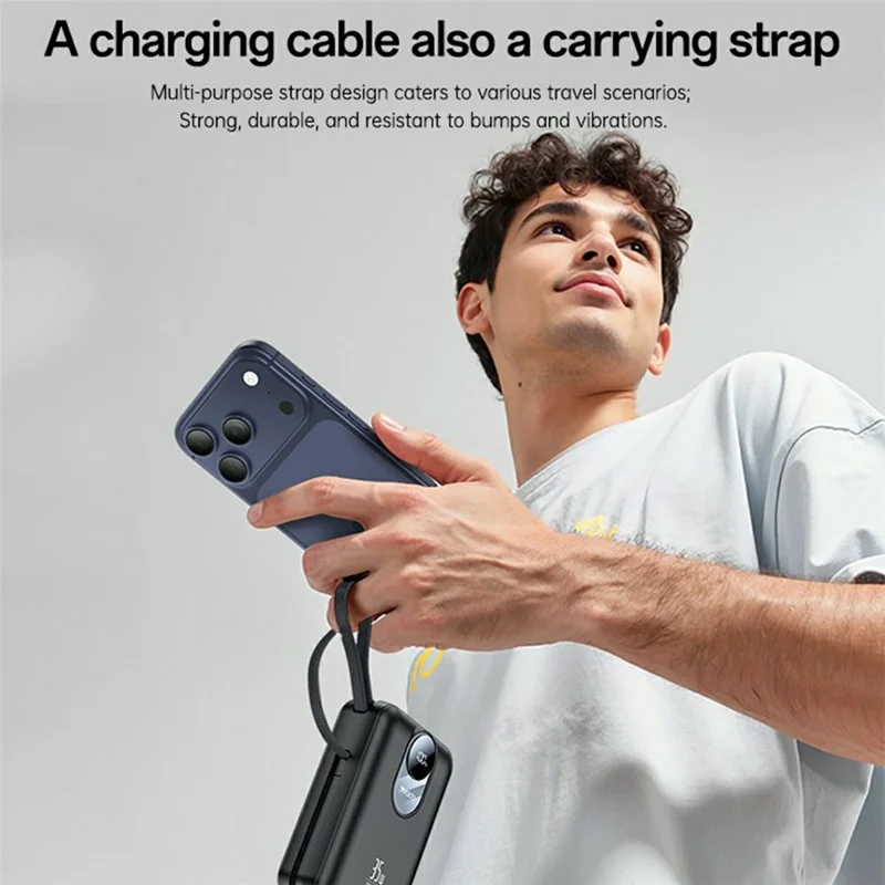 YESIDO YP94 20000mAh Digital Display Portable Charger 35W Fast Charging Power Bank Built-in Type-C + iP Cables