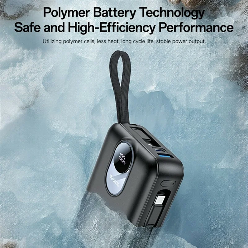 YESIDO YP94 20000mAh Digital Display Portable Charger 35W Fast Charging Power Bank Built-in Type-C + iP Cables
