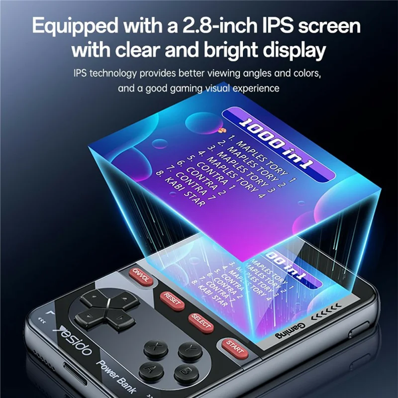 YESIDO YP87 2 in 1 2.8 Inch IPS Screen Game Console 10000mAh Power Bank with Type-C Lanyard