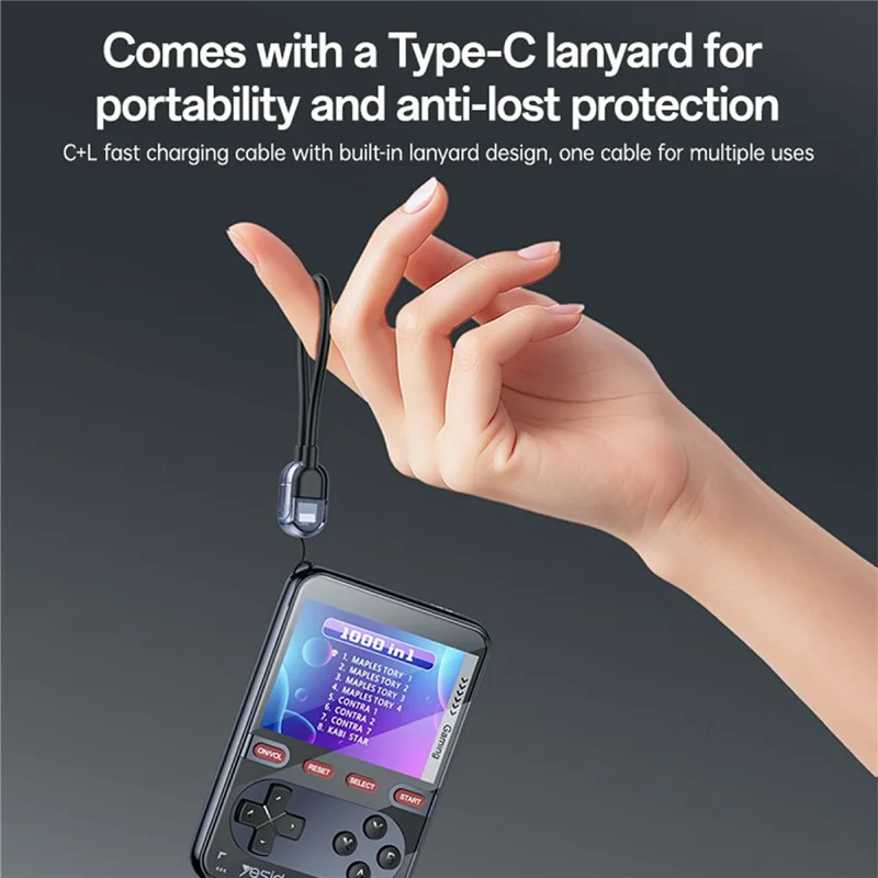 YESIDO YP87 2 in 1 2.8 Inch IPS Screen Game Console 10000mAh Power Bank with Type-C Lanyard