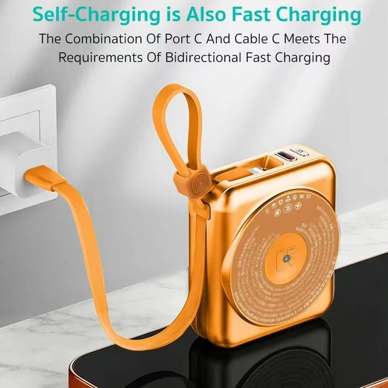 COTECI iH-145 3 in 1 10000mAh Magnetic Wireless Charging Power Bank with Detachable Type-C + iP Cable