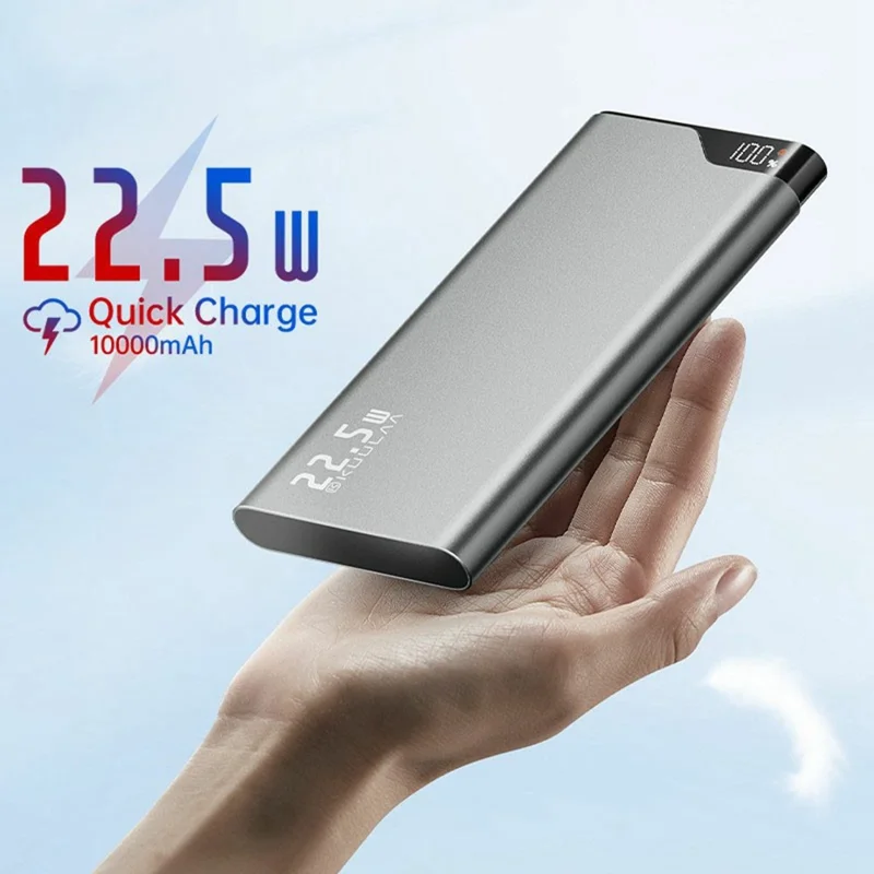 KUULAA KL-YD70 10000 mAh, Banque d'alimentation 22,5 W, Chargeur de téléphone portable rapide, design ultra-fin en métal - Incolore