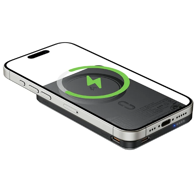 ACEFAST M30-5000 Magnetic Power Bank 5000mAh PD 20W Fast Charging Phone Charger with Cable - Black