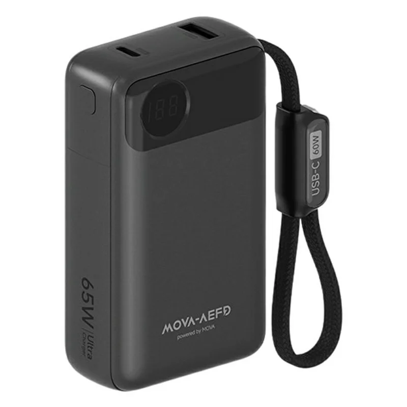 Bulk Purchasing MOVA-AEFD A2008 65W 12000mAh Power Bank HD Digital Display Portable Charger - Black