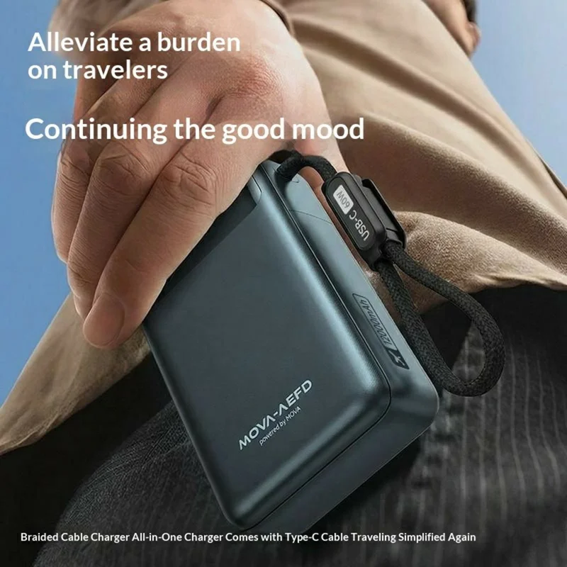 Bulk Purchasing MOVA-AEFD A2008 65W 12000mAh Power Bank HD Digital Display Portable Charger - Black