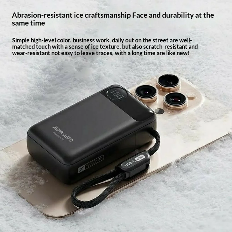 Bulk Purchasing MOVA-AEFD A2008 65W 12000mAh Power Bank HD Digital Display Portable Charger - Black