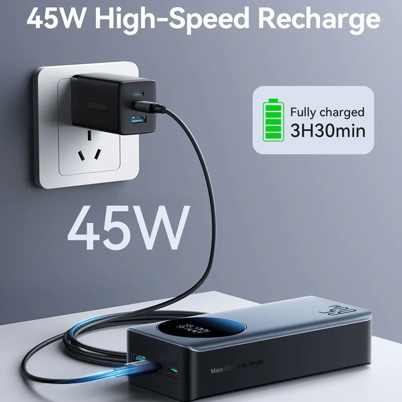 JOYROOM JR-PBF05 Pro 65W Power Bank 30000mAh Digital Display Super Fast Charging Phone Charger - Black