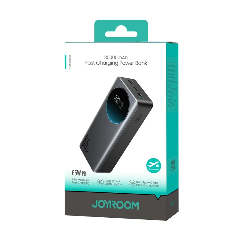 JOYROOM JR-PBF05 Pro 65W Power Bank 30000mAh Digital Display Super Fast Charging Phone Charger - Black